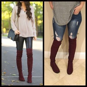 ALMOST GONE‼️Burgundy Over the Knee Boots